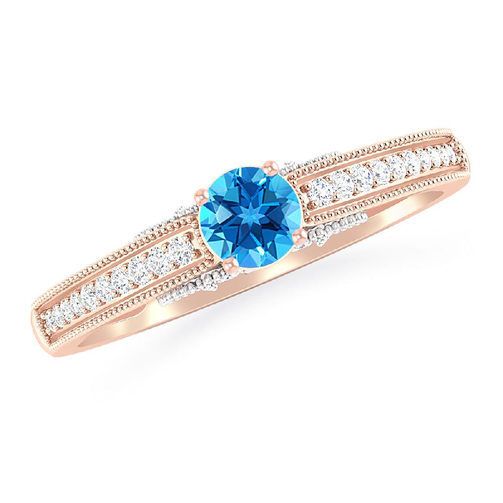 Rose Gold - Blue Topaz