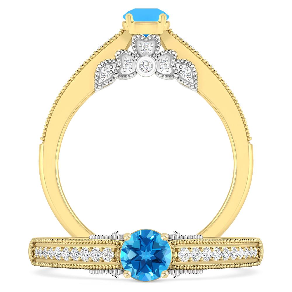 Yellow Gold - Blue Topaz