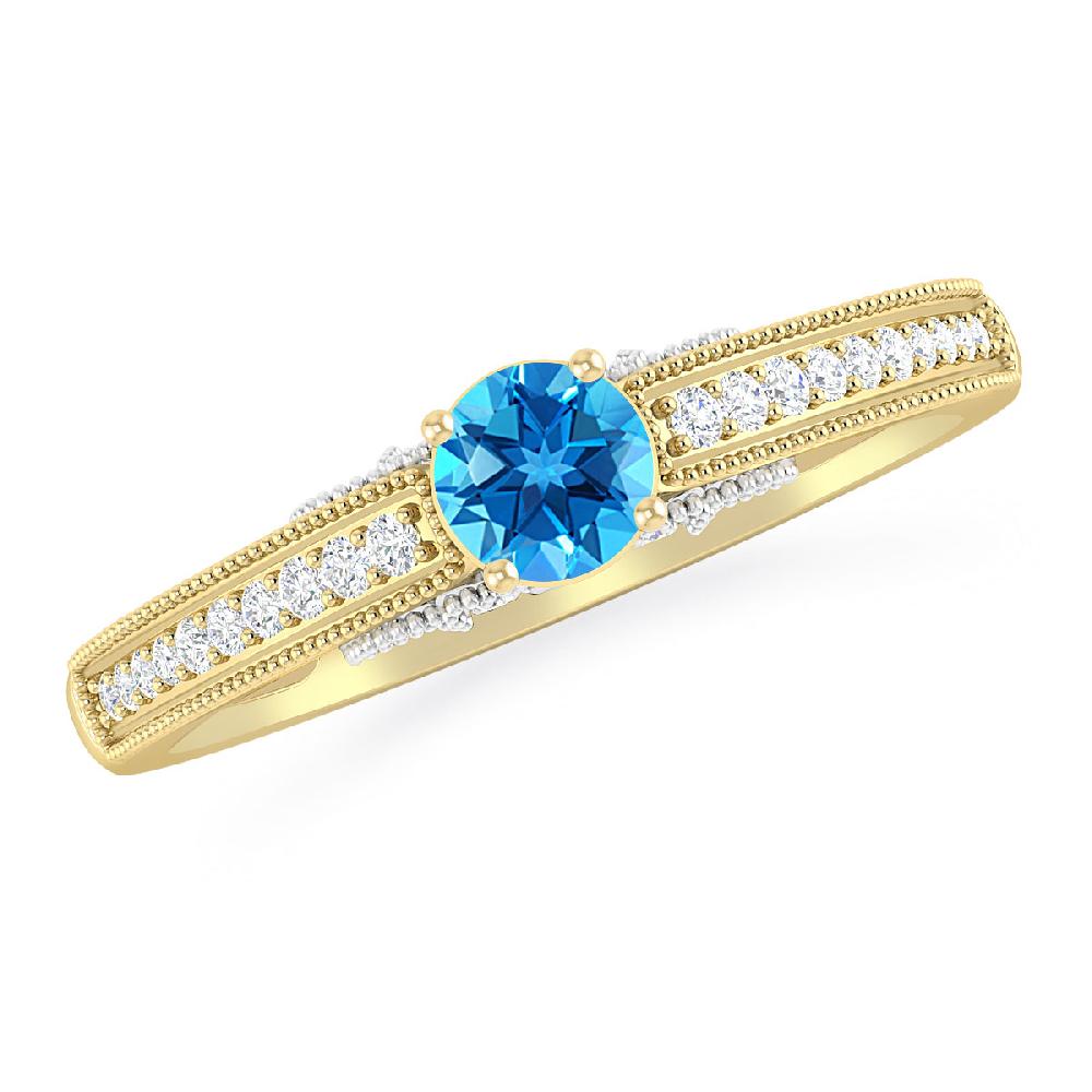 Yellow Gold - Blue Topaz