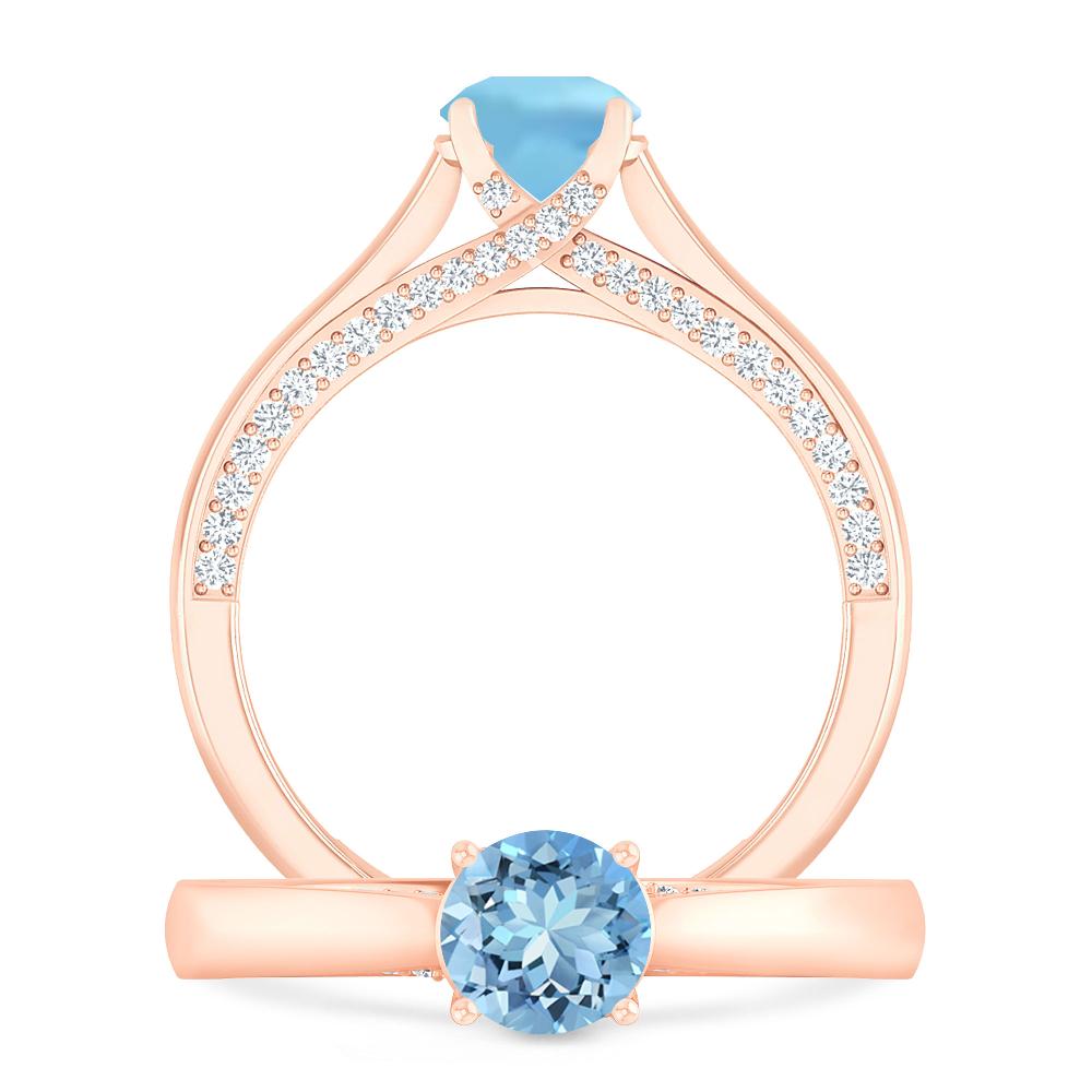 Rose Gold - Aquamarine