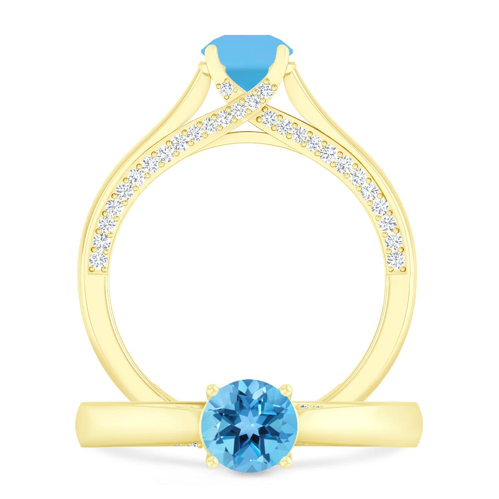 Yellow Gold - Blue Topaz