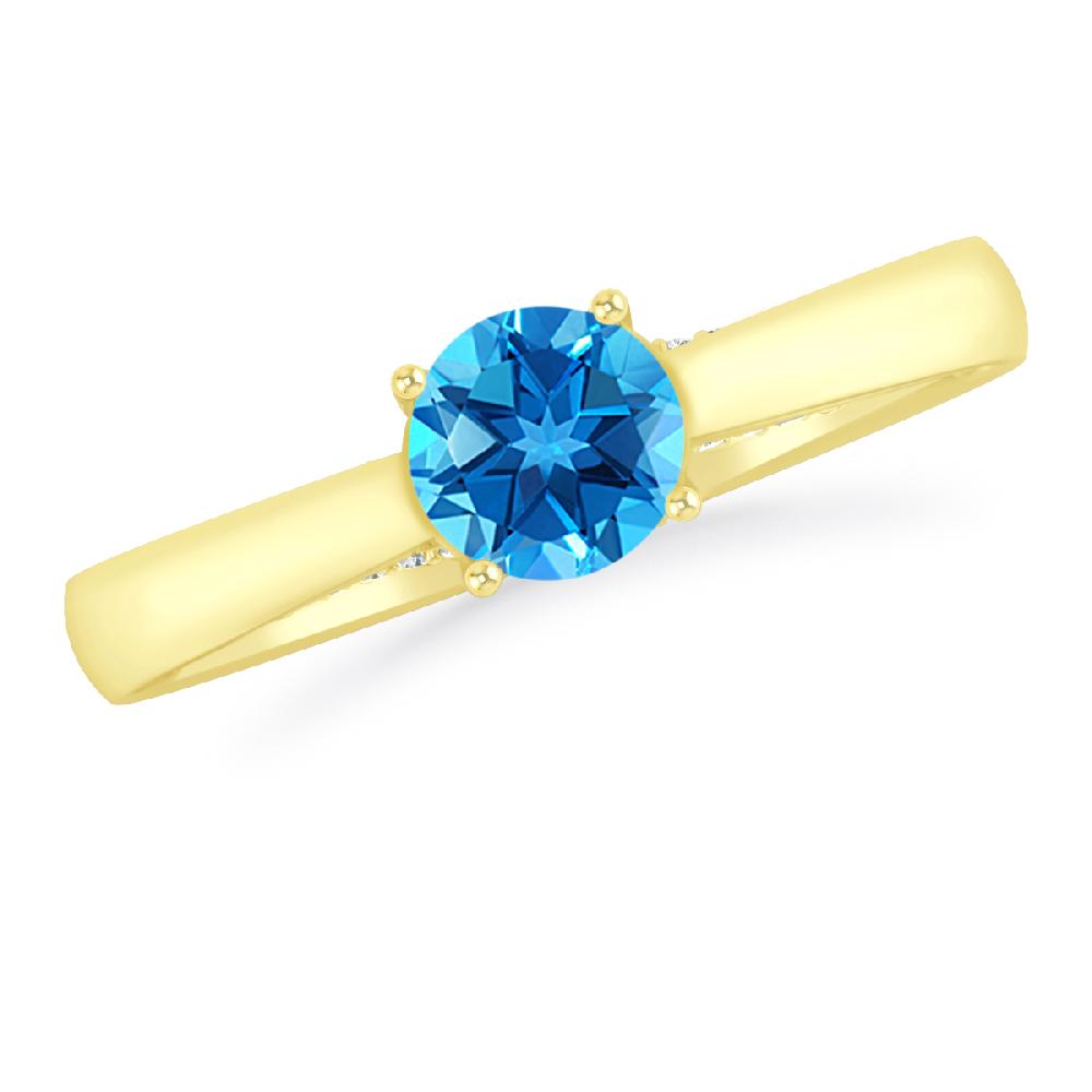 Yellow Gold - Blue Topaz