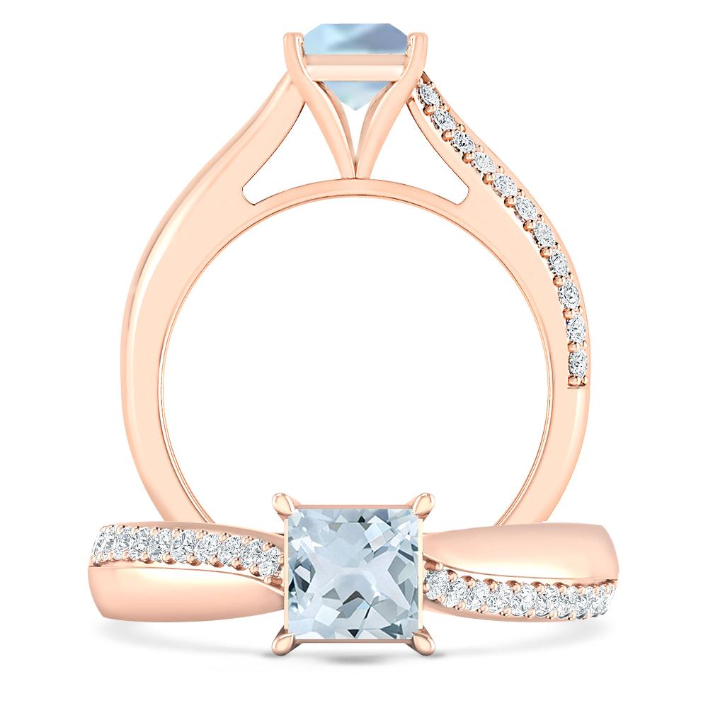 Rose Gold - Aquamarine