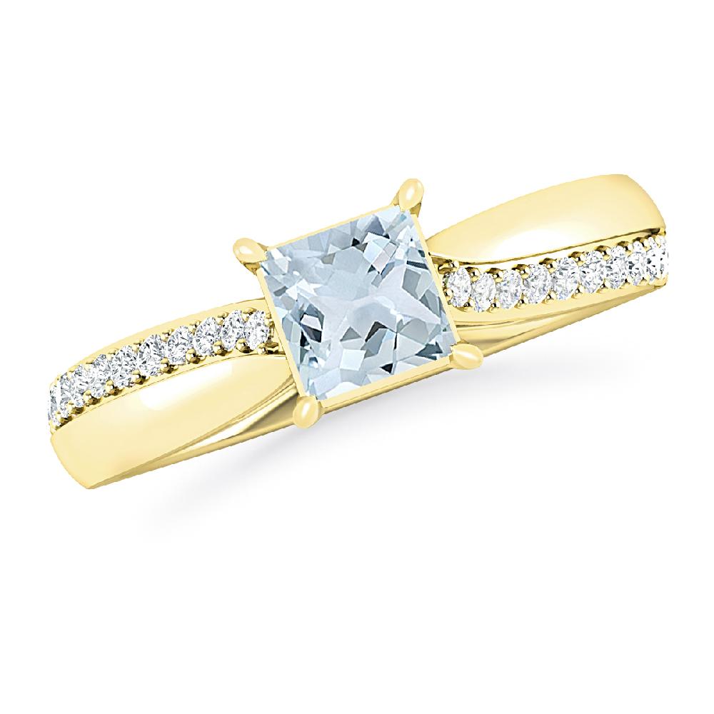 Yellow Gold - Aquamarine