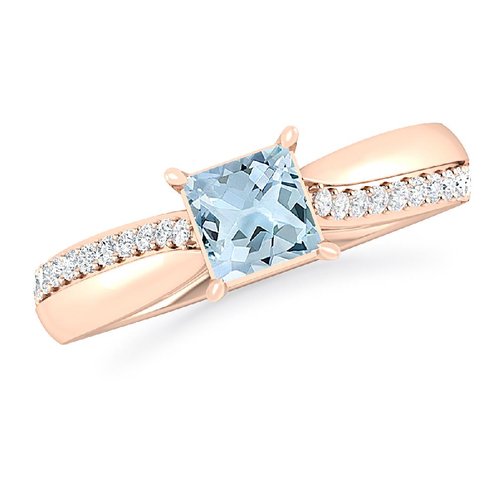 Rose Gold - Aquamarine