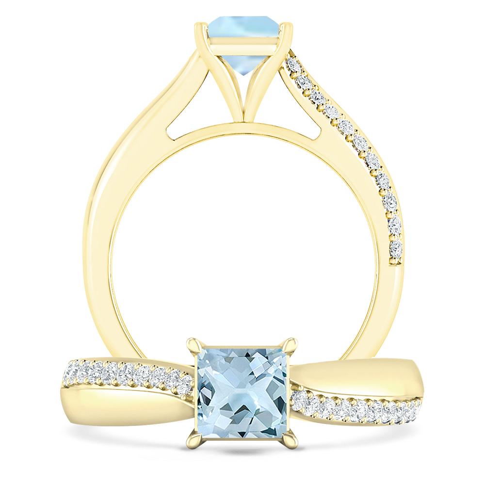 Yellow Gold - Aquamarine