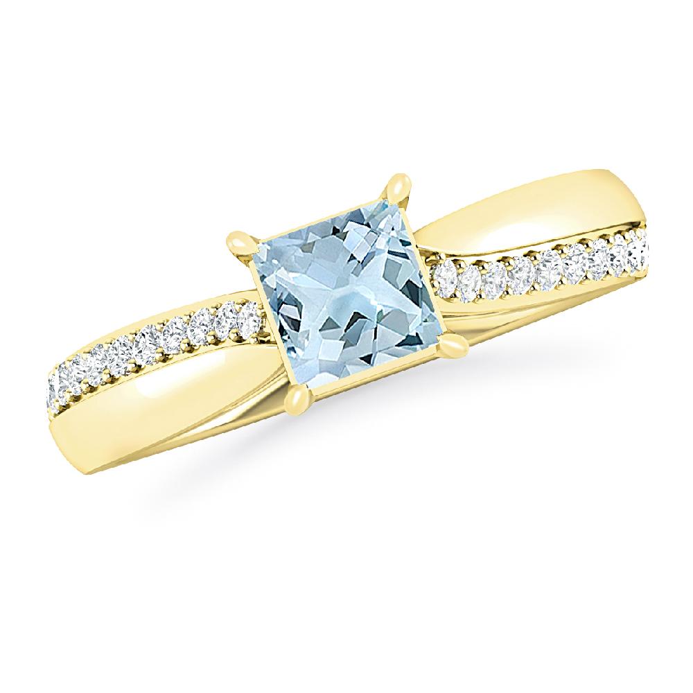 Yellow Gold - Aquamarine