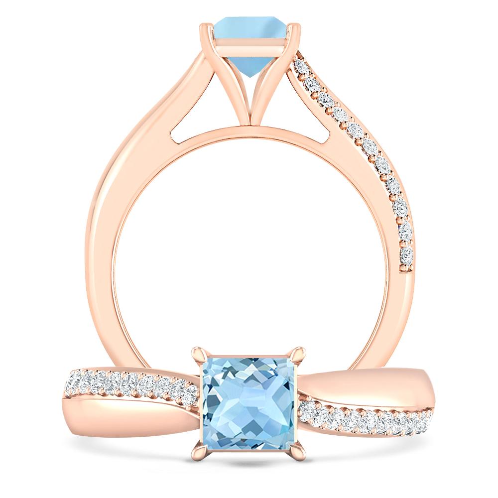 Rose Gold - Aquamarine