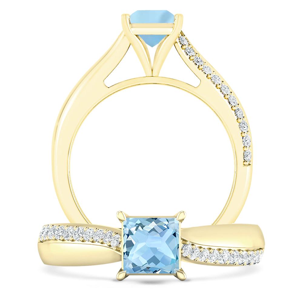 Yellow Gold - Aquamarine