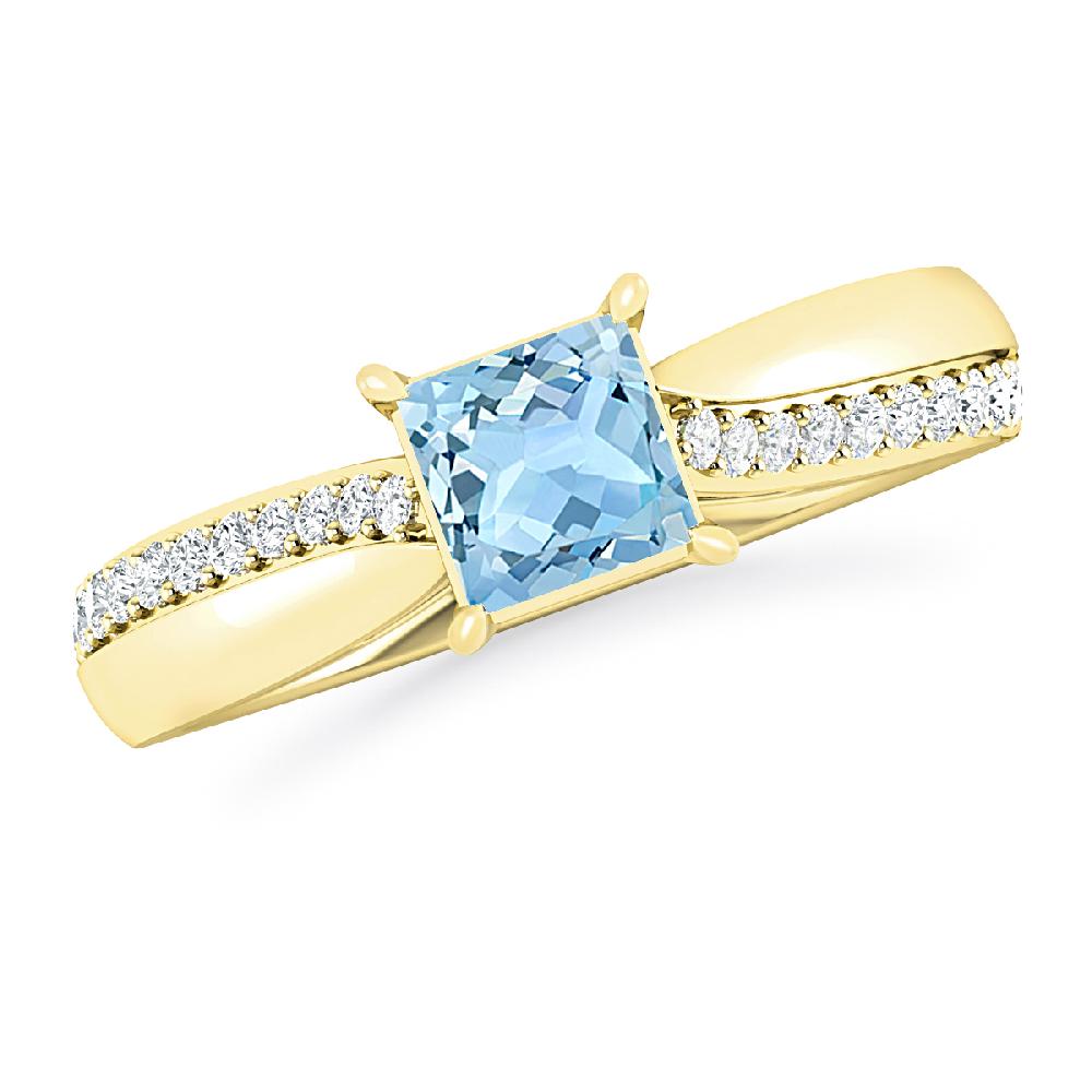 Yellow Gold - Aquamarine