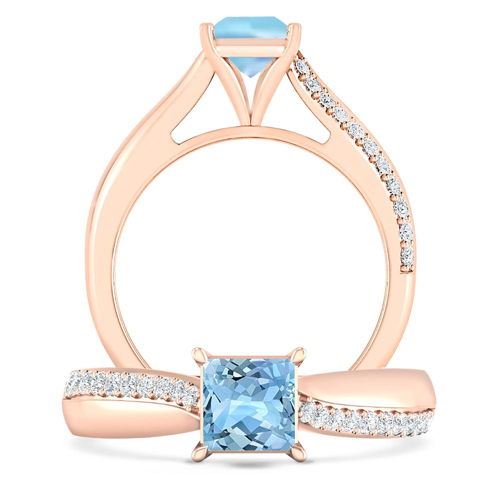 Rose Gold - Aquamarine