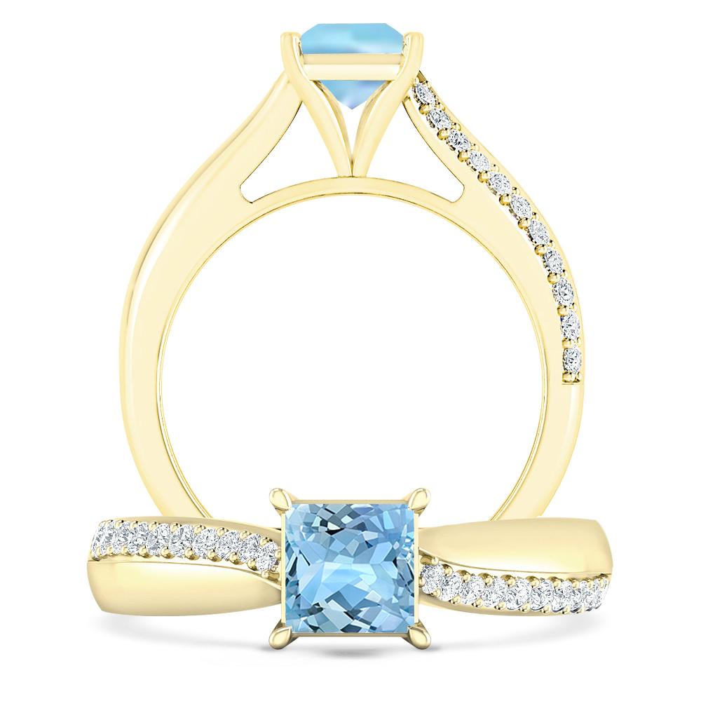 Yellow Gold - Aquamarine