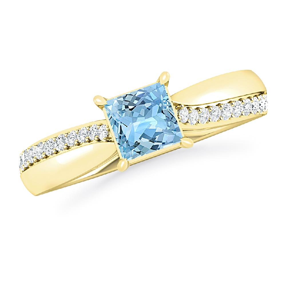 Yellow Gold - Aquamarine