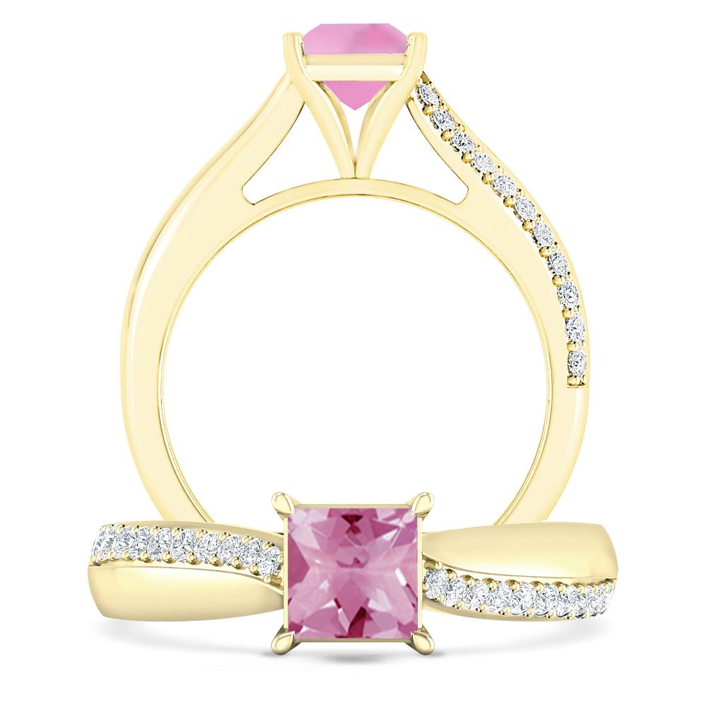 Yellow Gold - Pink Tourmaline