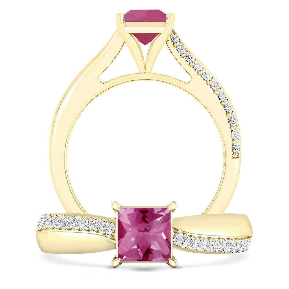 Yellow Gold - Pink Tourmaline