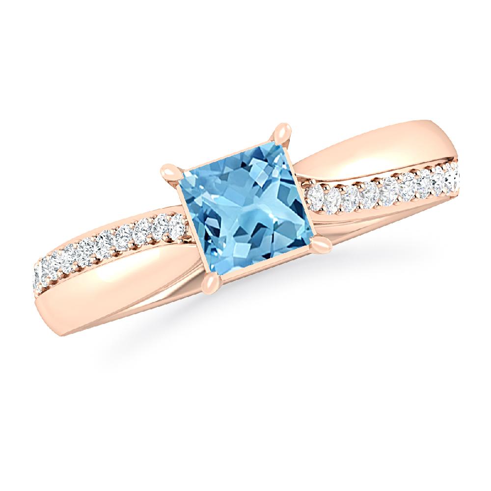 Rose Gold - Blue Topaz