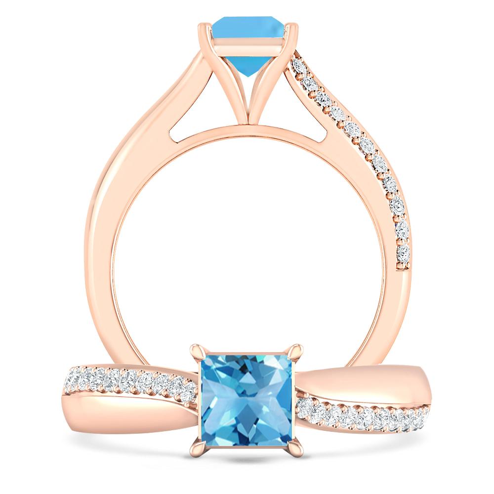 Rose Gold - Blue Topaz