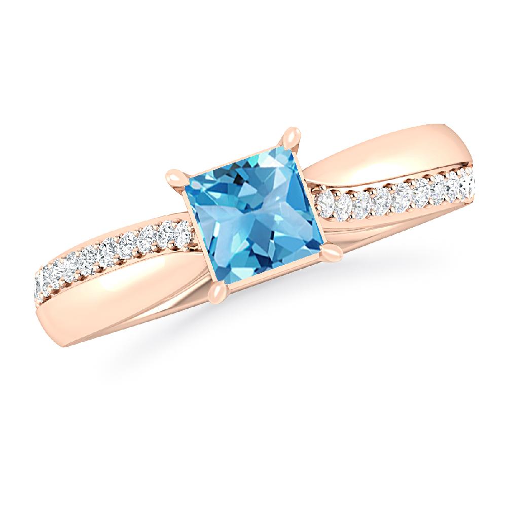 Rose Gold - Blue Topaz