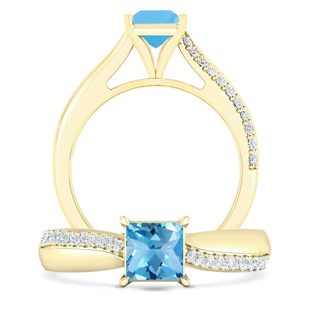 Yellow Gold - Blue Topaz