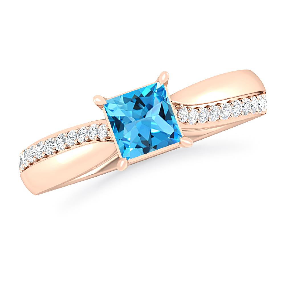 Rose Gold - Blue Topaz