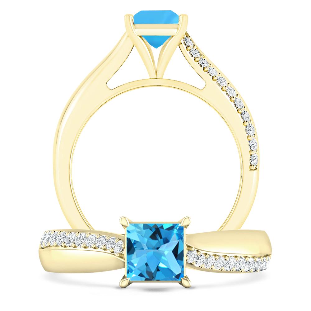 Yellow Gold - Blue Topaz