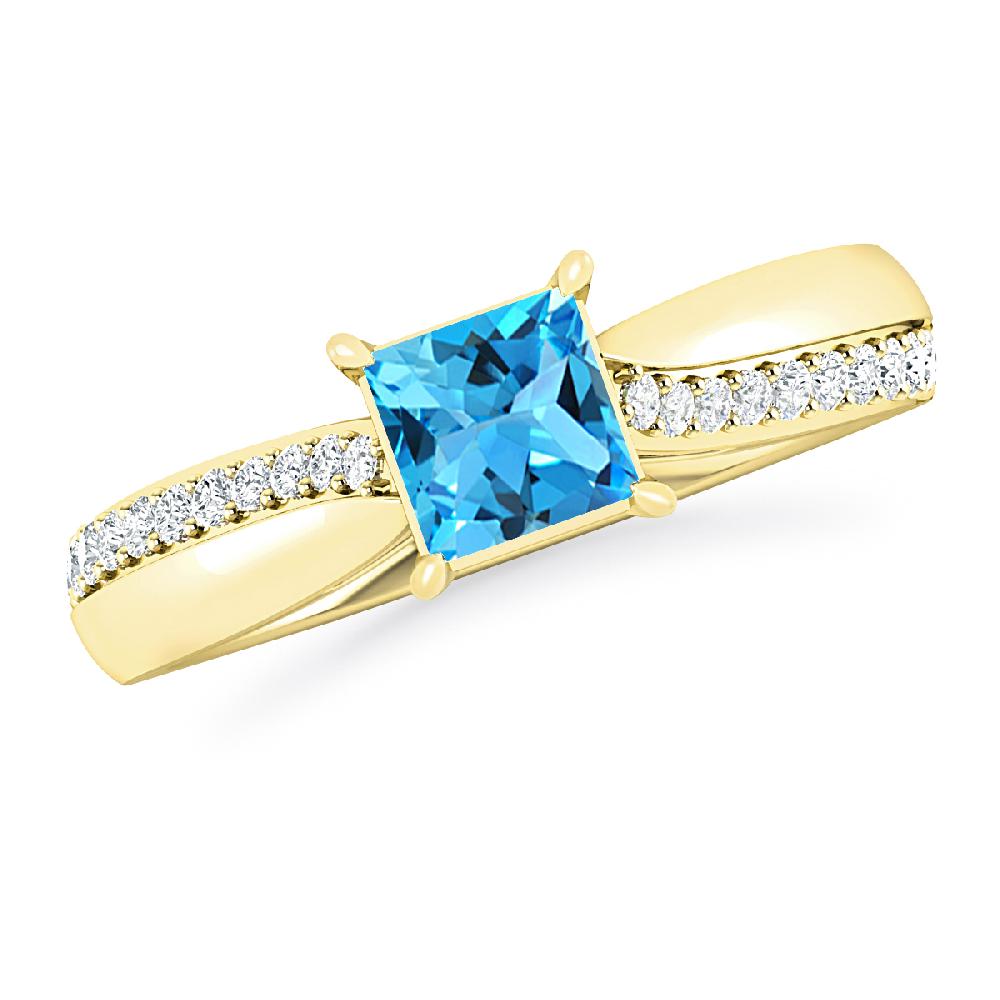 Yellow Gold - Blue Topaz