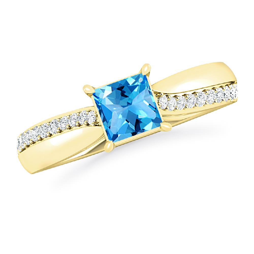 Yellow Gold - Blue Topaz