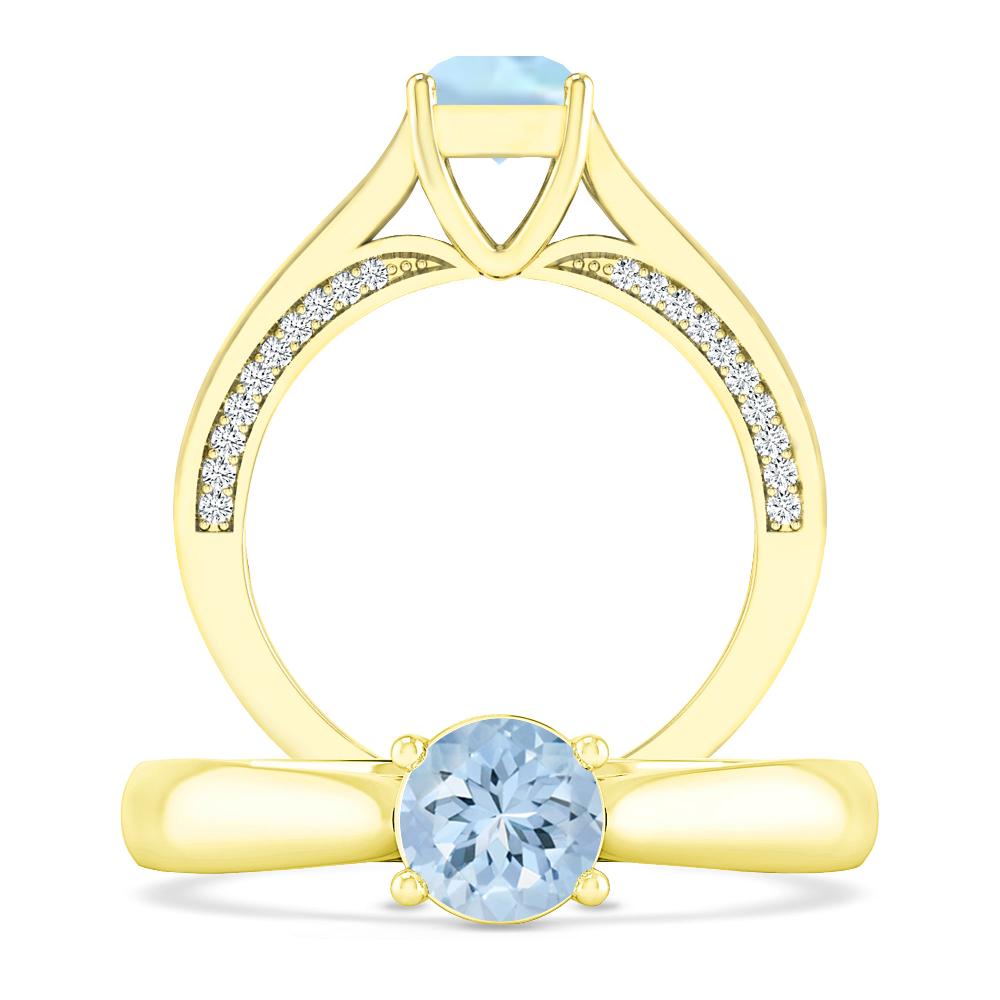 Yellow Gold - Aquamarine