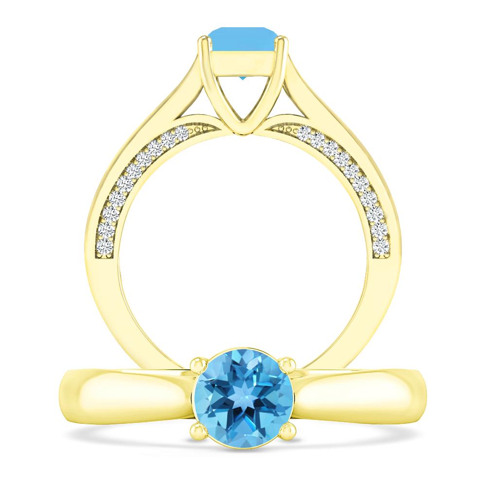 Yellow Gold - Blue Topaz