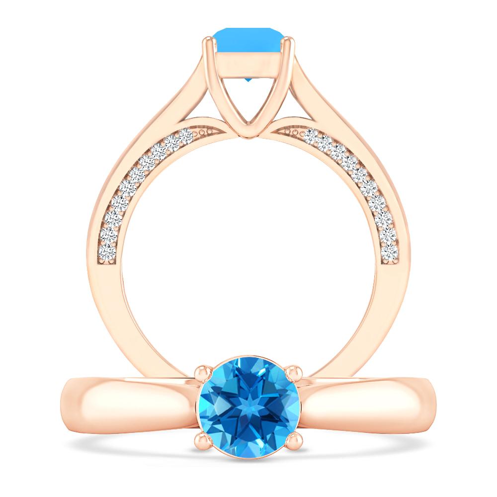 Rose Gold - Blue Topaz