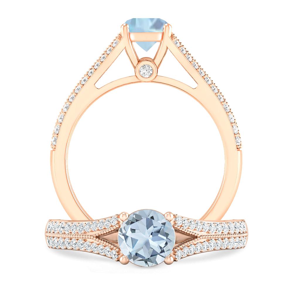 Rose Gold - Aquamarine