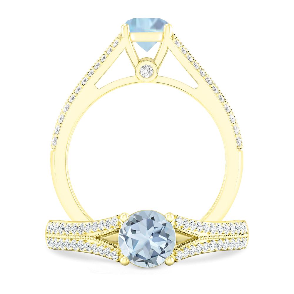 Yellow Gold - Aquamarine