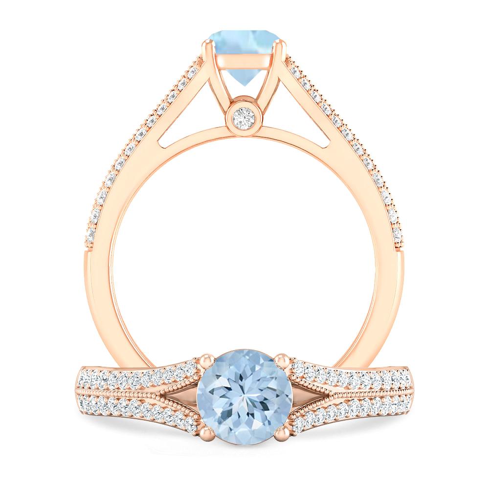 Rose Gold - Aquamarine