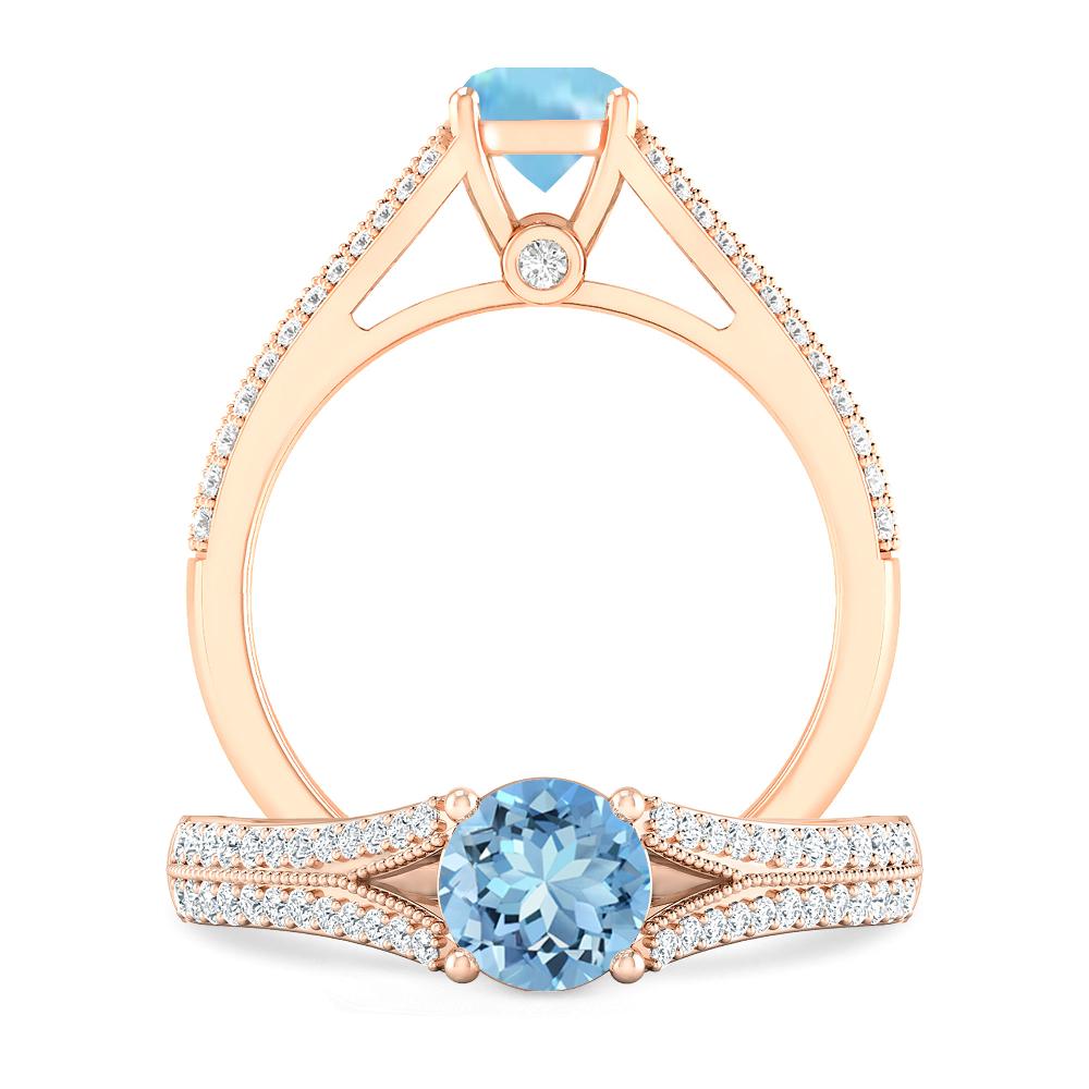 Rose Gold - Aquamarine