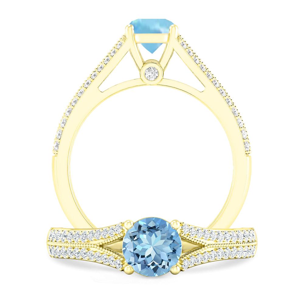 Yellow Gold - Aquamarine