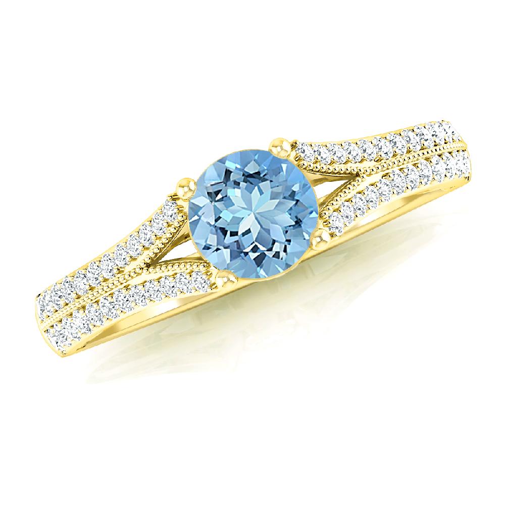 Yellow Gold - Aquamarine