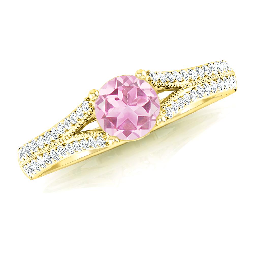 Yellow Gold - Pink Tourmaline