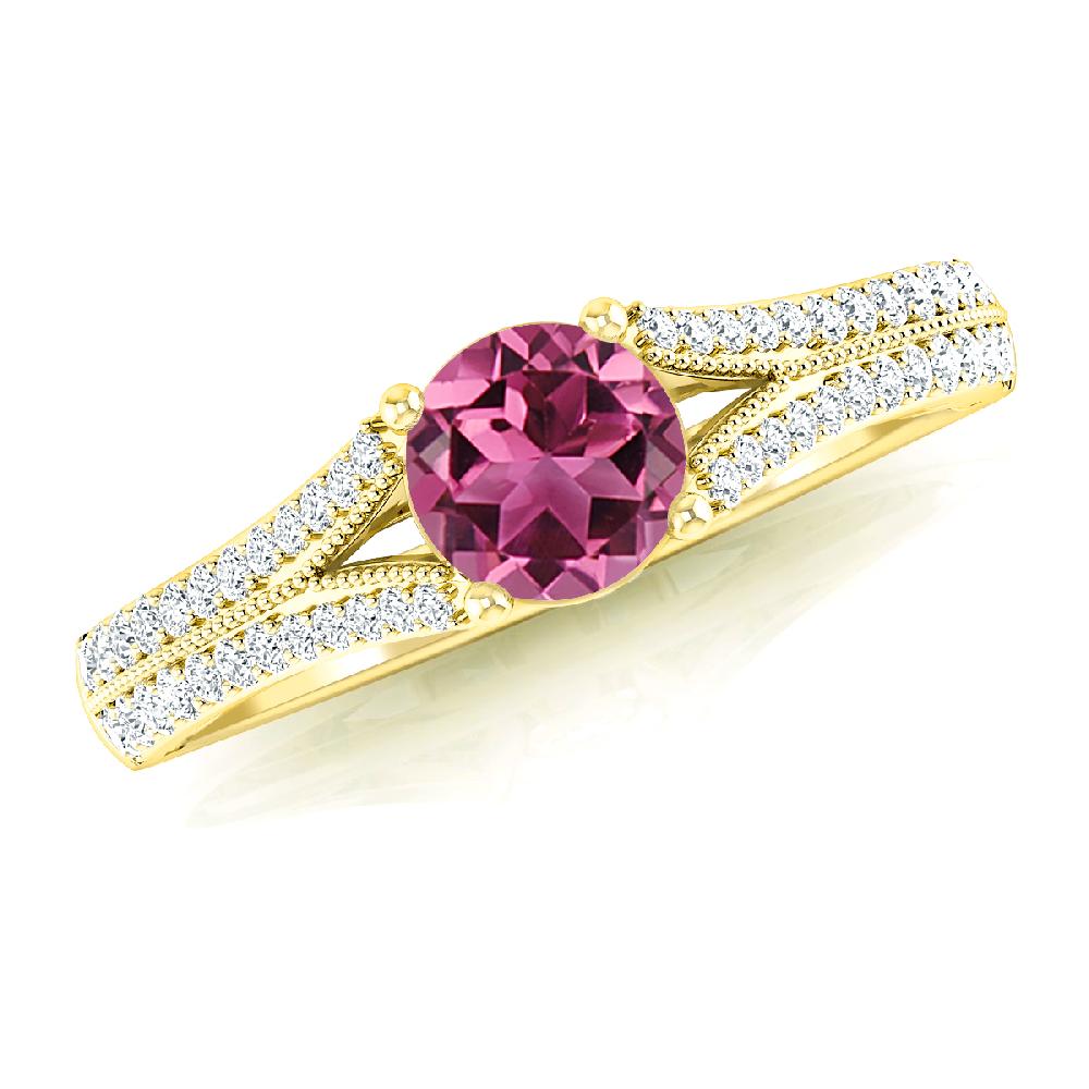 Yellow Gold - Pink Tourmaline