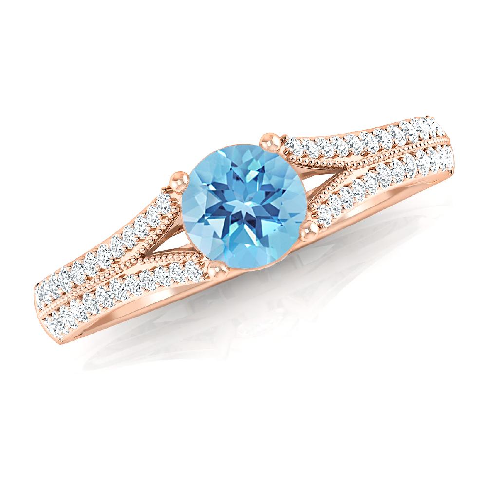 Rose Gold - Blue Topaz