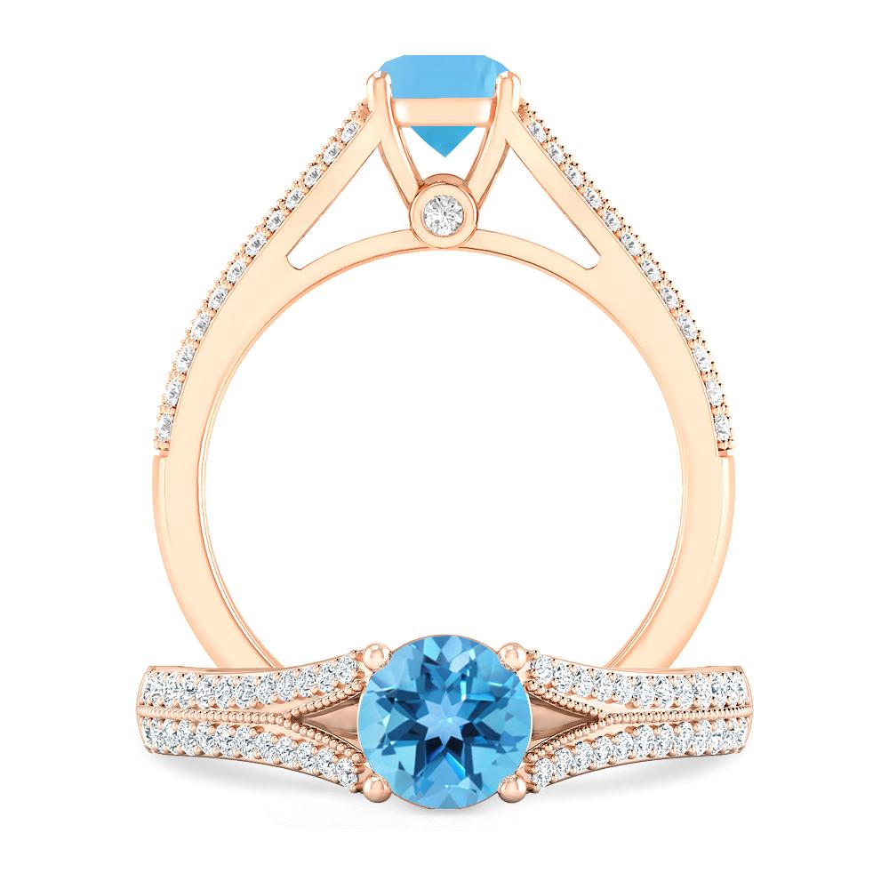 Rose Gold - Blue Topaz