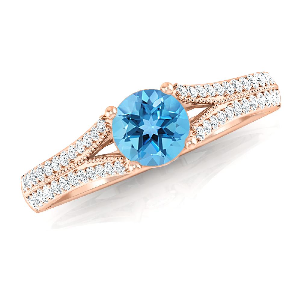 Rose Gold - Blue Topaz