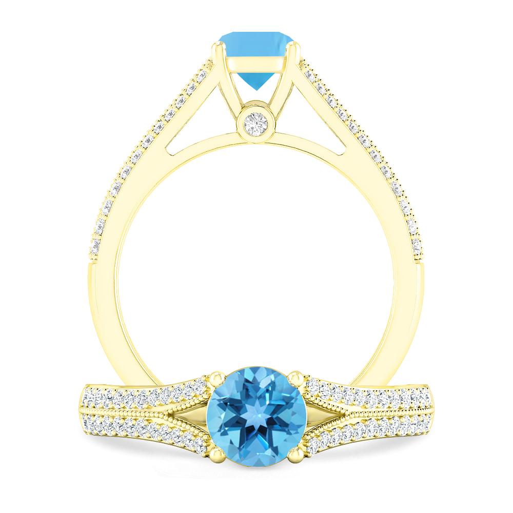 Yellow Gold - Blue Topaz