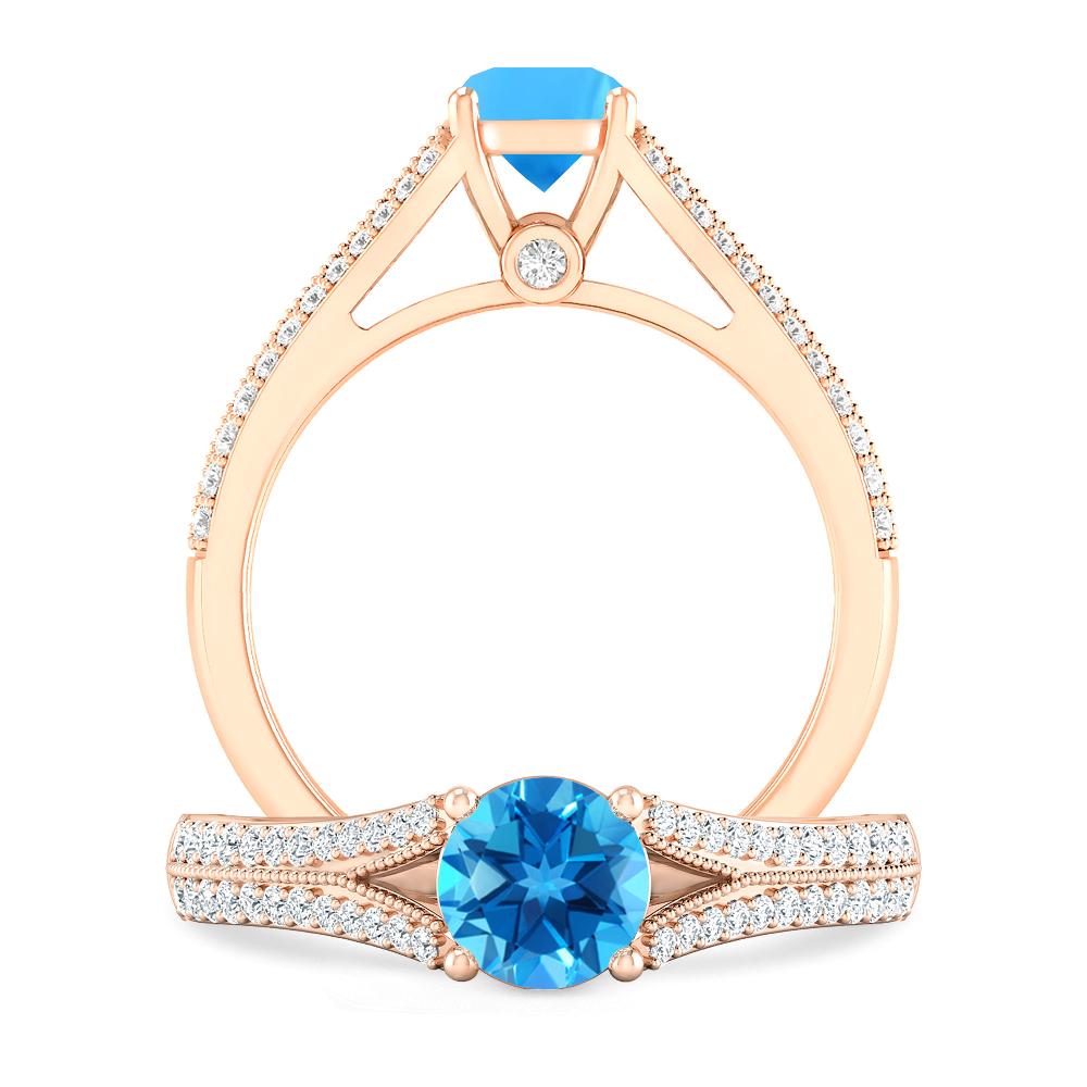 Rose Gold - Blue Topaz