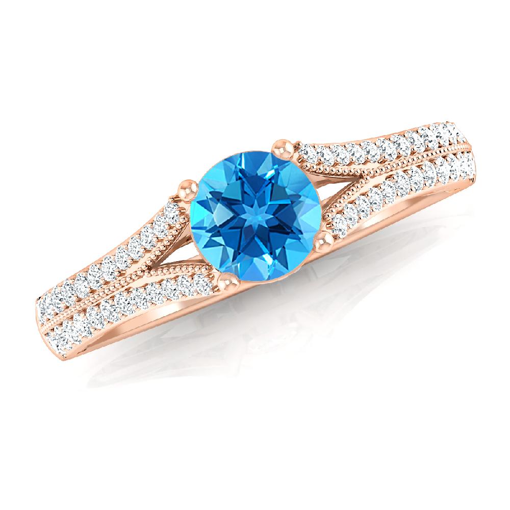 Rose Gold - Blue Topaz