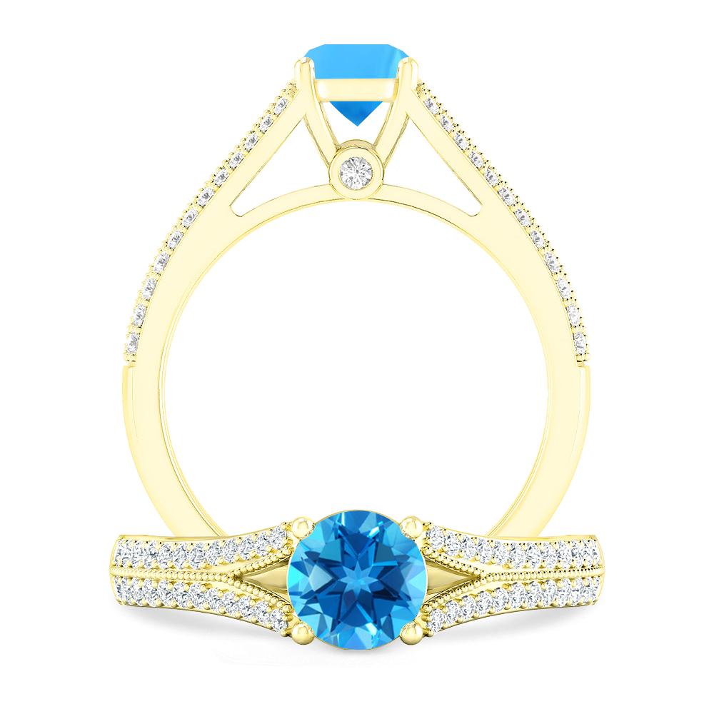 Yellow Gold - Blue Topaz