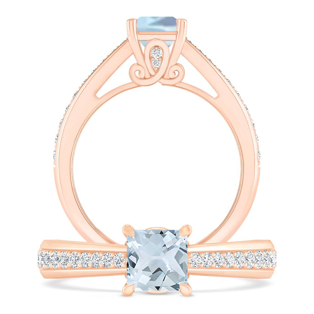 Rose Gold - Aquamarine