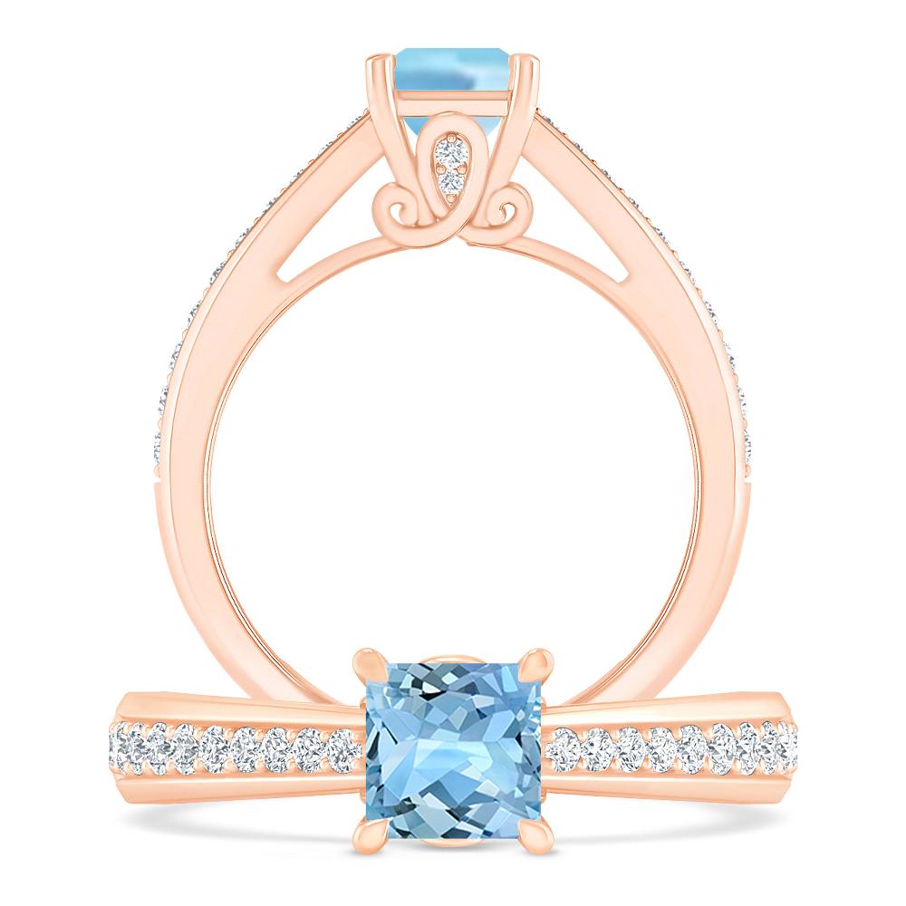 Rose Gold - Aquamarine