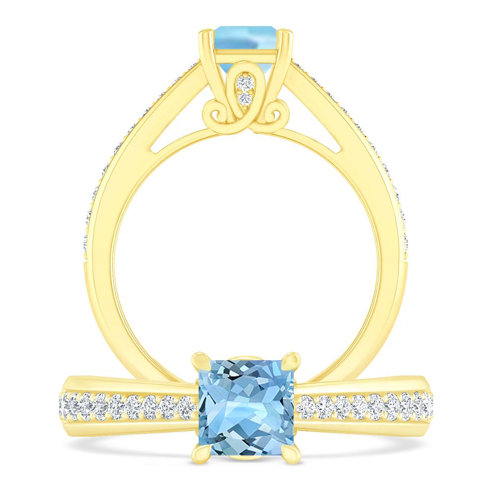 Yellow Gold - Aquamarine