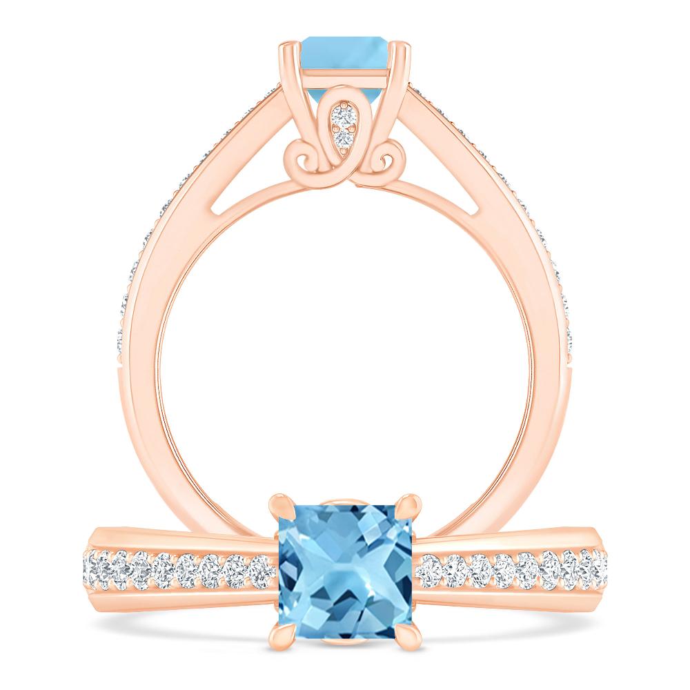 Rose Gold - Blue Topaz