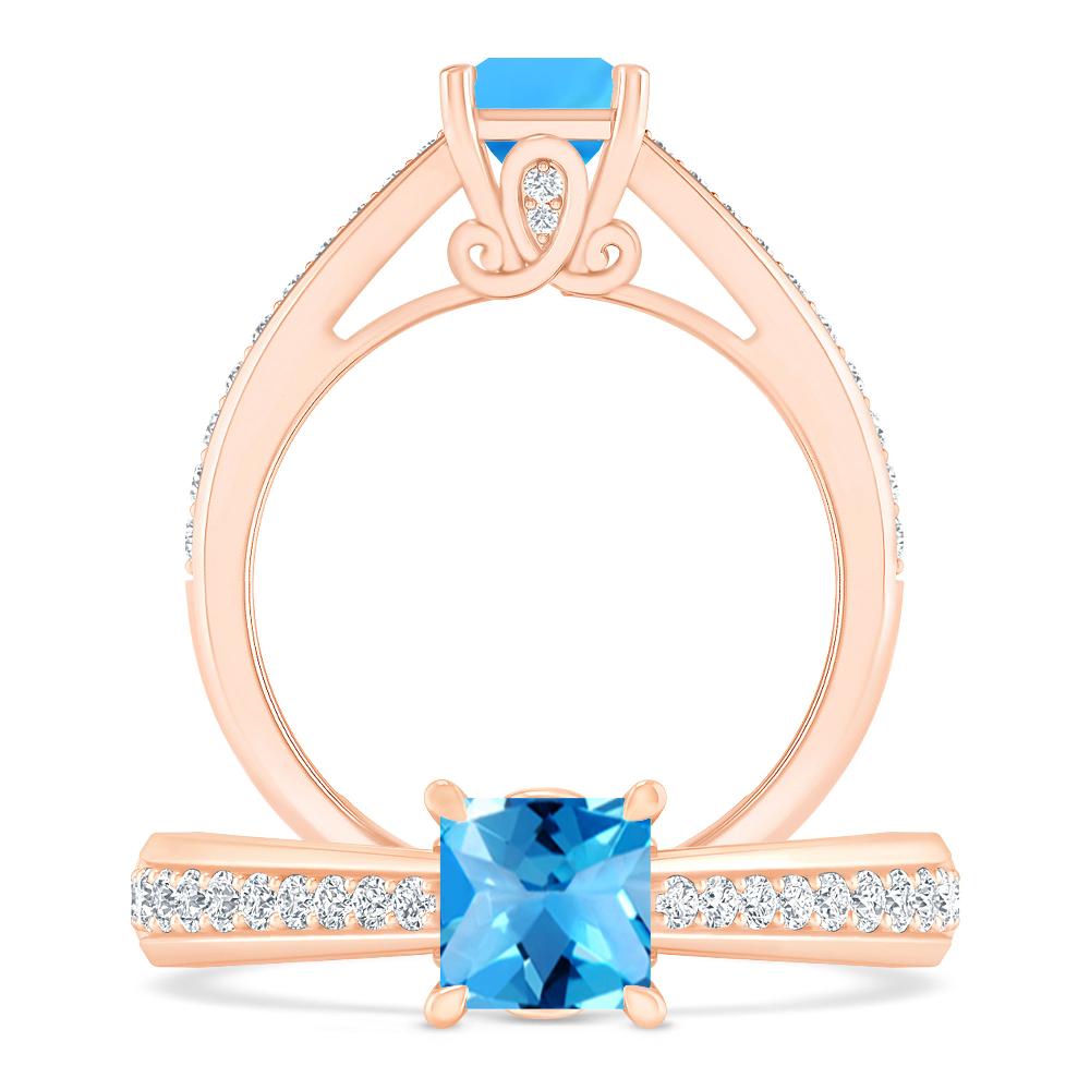 Rose Gold - Blue Topaz